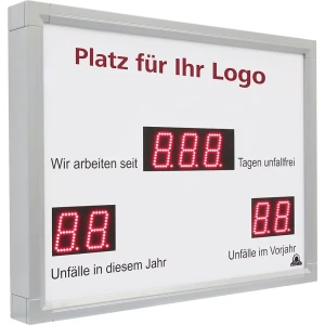 kaiserkraft Painel LED para exterior, dias sem acidentes, AxLxP 450 x 600 x 60 mm, cinza alumínio, Painel LED para exterior, dias sem acidentes, AxLxP