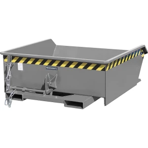 eurokraft pro Mini-Kippbehälter, niedrige Schüttkante, Volumen 0,61 m³, grau RAL 7005