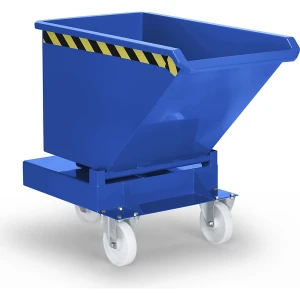 kaiserkraft Contentor basculante, com bolsas para empilhador e rodas, capacidade 0,2 m³, azul genciana, Contentor basculante, com bolsas para