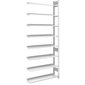 hofe Akten-Steckregal, RAL 7035, Regalhöhe 2700 mm, einseitig, Anbauregal, BxT 1000 x 300 mm