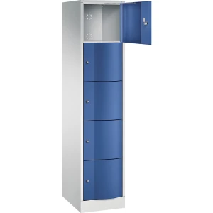 C+P 5er-Schließfachschrank Resisto, 1 Abteil, lichtgrau / enzianblau