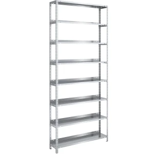 hofe Akten-Schraubregal, verzinkt, Regalhöhe 2550 mm, Grundregal, Breite x Tiefe 1000 x 300 mm