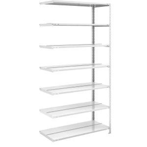hofe Akten-Schraubregal, lichtgrau RAL 7035, Regalhöhe 2200 mm, doppelseitig, Anbauregal, Breite x Tiefe 1000 x 600 mm
