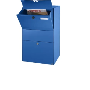kaiserkraft Caixa de correio XXL, LxAxP 390 x 650 x 315 mm, azul de sinalização RAL 5005, Caixa de correio XXL, LxAxP 390 x 650 x 315 mm, azul de