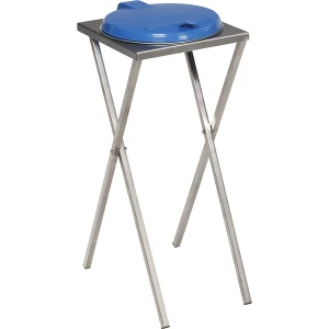 VAR Suporte higiénico para sacos do lixo em aço inoxidável , para volumes 120 l, abertura de tampa manual, azul, Suporte higiénico para sacos do lixo