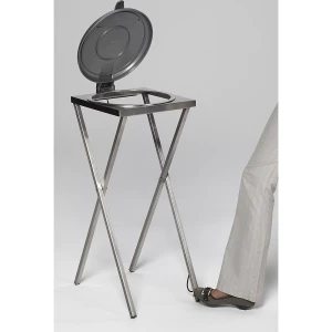 VAR Hygiene-Müllsackständer aus Edelstahl, für Volumen 120 l, mit Pedal, silbergrau