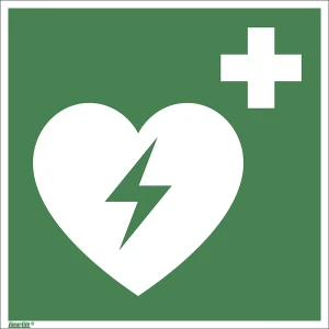 Rettungszeichen, Automatisierter externer Defibrillator, VE 10 Stk, Folie, 200 x 200 mm kaiserkraft