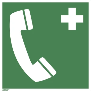 Rettungszeichen, Notruftelefon, VE 10 Stk, Aluminium, 150 x 150 mm kaiserkraft