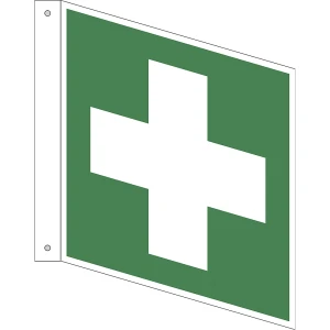 Rettungszeichen, Erste Hilfe, VE 10 Stk, Aluminium, Fahnenschild, 200 x 200 mm kaiserkraft
