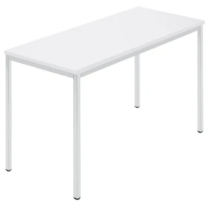 kaiserkraft Mesa retangular, tubo quadrado revestido, LxP 1200 x 600 mm, branco / cinzento, Mesa retangular, tubo quadrado revestido, LxP 1200 x 600