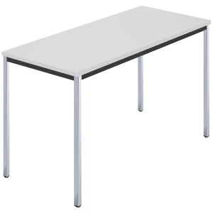 Rechtecktisch, Vierkantrohr verchromt, BxT 1200 x 600 mm, grau kaiserkraft