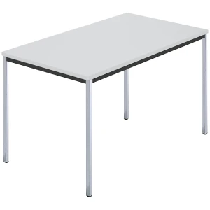 kaiserkraft Mesa retangular, tubo quadrado cromado, LxP 1200 x 800 mm, cinzento, Mesa retangular, tubo quadrado cromado, LxP 1200 x 800 mm, cinzento.