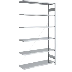 eurokraft pro Steckregal, Bauart leicht, einseitig, HxBxT 2500 x 1300 x 500 mm, verzinkt, Anbauregal