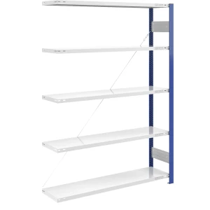 eurokraft pro Steckregal, Bauart leicht, einseitig, HxBxT 2000 x 1300 x 400 mm, blau/grau, Anbauregal