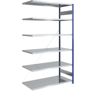eurokraft pro Steckregal, Bauart leicht, einseitig, HxBxT 2500 x 1300 x 800 mm, blau/verzinkt, Anbauregal