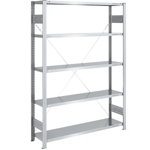 eurokraft pro Steckregal, Bauart leicht, einseitig, HxBxT 2000 x 1300 x 400 mm, verzinkt, Grundregal