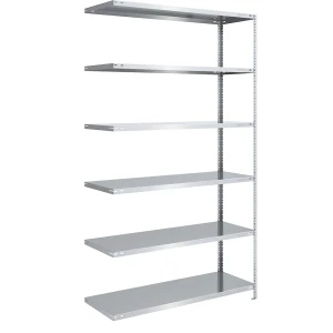 eurokraft pro Schraubregal, Bauart leicht, doppelseitig, HxBxT 2500 x 1300 x 600 mm, verzinkt, Anbauregal