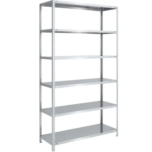 eurokraft pro Schraubregal, Bauart leicht, doppelseitig, HxBxT 2500 x 1300 x 600 mm, verzinkt, Grundregal