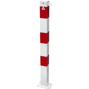 Schake Absperrpfosten, 70 x 70 mm, ortsfest, zum Aufdübeln, eine Öse, weiß/rot