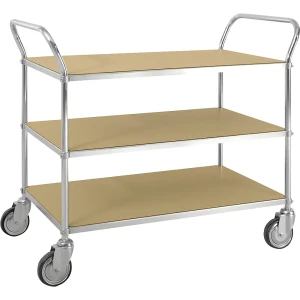 Kongamek ESD-Etagenwagen, 4 Lenkrollen, 3 Ladeflächen, LxBxH 1070 x 585 x 940 mm, 2 mit Stopp, ab 2 Stk