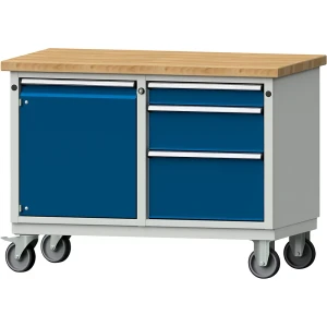 ANKE Kompaktwerkbank, BxT 1140 x 650 mm, 1 Schrank, 3 Schubladen, fahrbar
