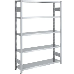 eurokraft pro Steckregal, Bauart mittelschwer, doppelseitig, HxBxT 2000 x 1300 x 400 mm, verzinkt, Grundregal