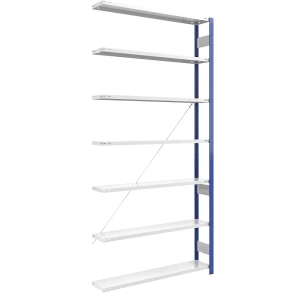 eurokraft pro Steckregal, Bauart leicht, einseitig, HxBxT 3000 x 1300 x 300 mm, blau/grau, Anbauregal