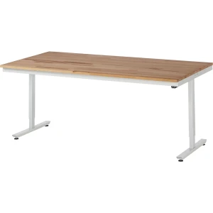 RAU Mesa de trabalho com regulação elétrica da altura, capacidade de carga 150 kg , tampo de faia maciça, altura 720 - 1120 mm, LxP 2000 x 1000 mm,