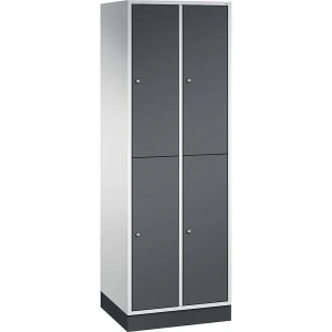 C+P Doppelstock-Spind Intro, 2 Abteile, lichtgrau / schwarzgrau, BxT 620 x 500 mm
