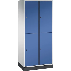 C+P Doppelstock-Spind Intro, 2 Abteile, lichtgrau / enzianblau, BxT 820 x 500 mm