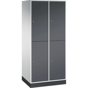 C+P Doppelstock-Spind Intro, 2 Abteile, lichtgrau / schwarzgrau, BxT 820 x 600 mm