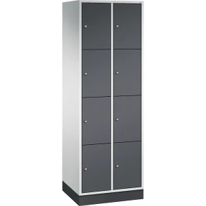 C+P 4er-Schließfachschrank Intro, 2 Abteile, lichtgrau / schwarzgrau, BxT 620 x 500 mm