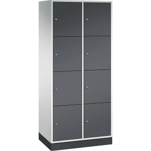 C+P 4er-Schließfachschrank Intro, 2 Abteile, lichtgrau / schwarzgrau, BxT 820 x 500 mm
