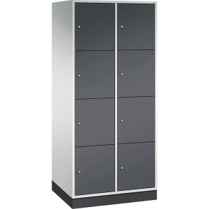 C+P 4er-Schließfachschrank Intro, 2 Abteile, lichtgrau / schwarzgrau, BxT 820 x 600 mm