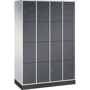 C+P 4er-Schließfachschrank Intro, 4 Abteile, lichtgrau / schwarzgrau, BxT 1220 x 500 mm
