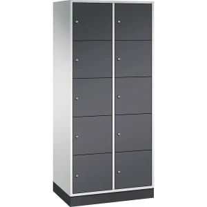 C+P 5er-Schließfachschrank Intro, 2 Abteile, lichtgrau / schwarzgrau, BxT 820 x 500 mm