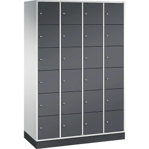 C+P 6er-Schließfachschrank Intro, 4 Abteile, Korpus lichtgrau, Türen schwarzgrau