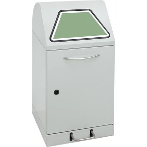 kaiserkraft Coletor de materiais recicláveis com pedal, com suporte para saco do lixo, capacidade 45 l, cinzento claro, Coletor de materiais