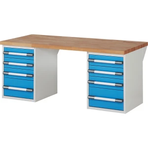 eurokraft pro Werkbank, Baukastensystem Serie 7000, 8 Schubladen, BxT 2000 x 900 mm