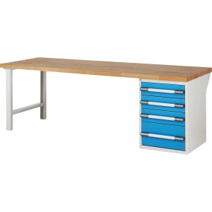 eurokraft pro Werkbank, Baukastensystem Serie 7000, 4 Schubladen, BxT 2500 x 900 mm