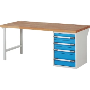 eurokraft pro Werkbank, Baukastensystem Serie 7000, 4 Schubladen, BxT 2000 x 900 mm