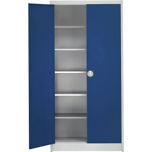 mauser Extrahoher Universalschrank, HxBxT 2200 x 950 x 500 mm, lichtgrau / enzianblau