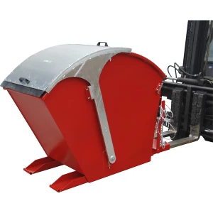 eurokraft pro Kippbehälter mit Runddeckel, Volumen 0,75 m³, feuerrot, ab 2 Stk