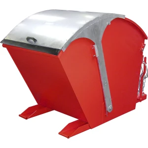 eurokraft pro Kippbehälter mit Runddeckel, Volumen 1 m³, feuerrot