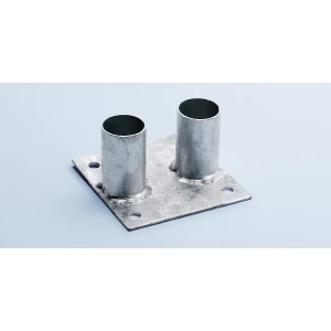 Schake Stahl-Bodenplatte, verzinkt, für Mobilzaun, Länge x Breite 150 x 130 mm
