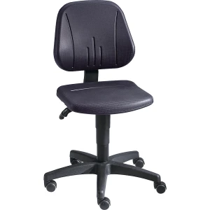 bimos Arbeitsdrehstuhl, mit Gasfeder-Höhenverstellung, PU-Schaum, schwarz, mit Rollen