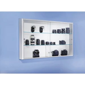 eurokraft pro Schiebetür-Vitrine, Innentiefe 114 mm, BxHxT 1000 x 1000 x 140 mm