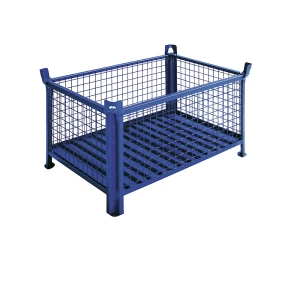Heson Recipiente de empilhar com fundo em chapa de aço , CxL 1200 x 800 mm, pintado a azul, a partir de 5 unid., Recipiente de empilhar com fundo em