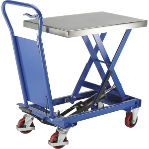 kaiserkraft Carro com plataforma de elevação standard, plataforma em aço inoxidável, capacidade de carga 750 kg, Carro com plataforma de elevação