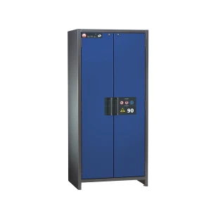 asecos Feuerbeständiger Industrie-Gefahrstoffschrank Typ 90, HxBxT 1955 x 900 x 615 mm, 2-türig, enzianblau